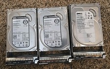 Lot of 3 Dell 500GB 3.5  SAS Enterprise Server Hard Drives w/ Caddies   Untested