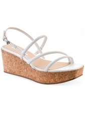 SUN STONE Womens White 1" Platform CorkBella Toe Wedge Slingback Sandal 8.5 M