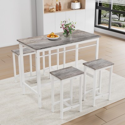 5-piece modern kitchen table with four bar stools Bar table set 5PC,metal frame
