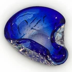 Murano Glass Vintage MCM Cobalt Blue Ashtray W/ Bullicante Controlled Bubbles