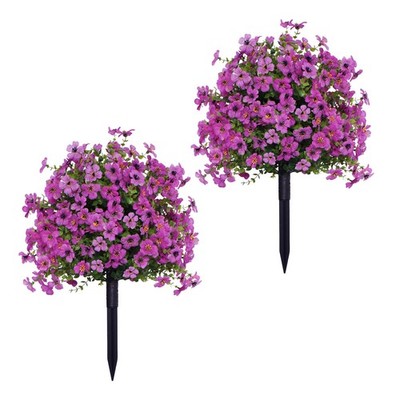 2Pcs Artificial Stake Balcony Flower Decoration Resistant Flowers with Stakes