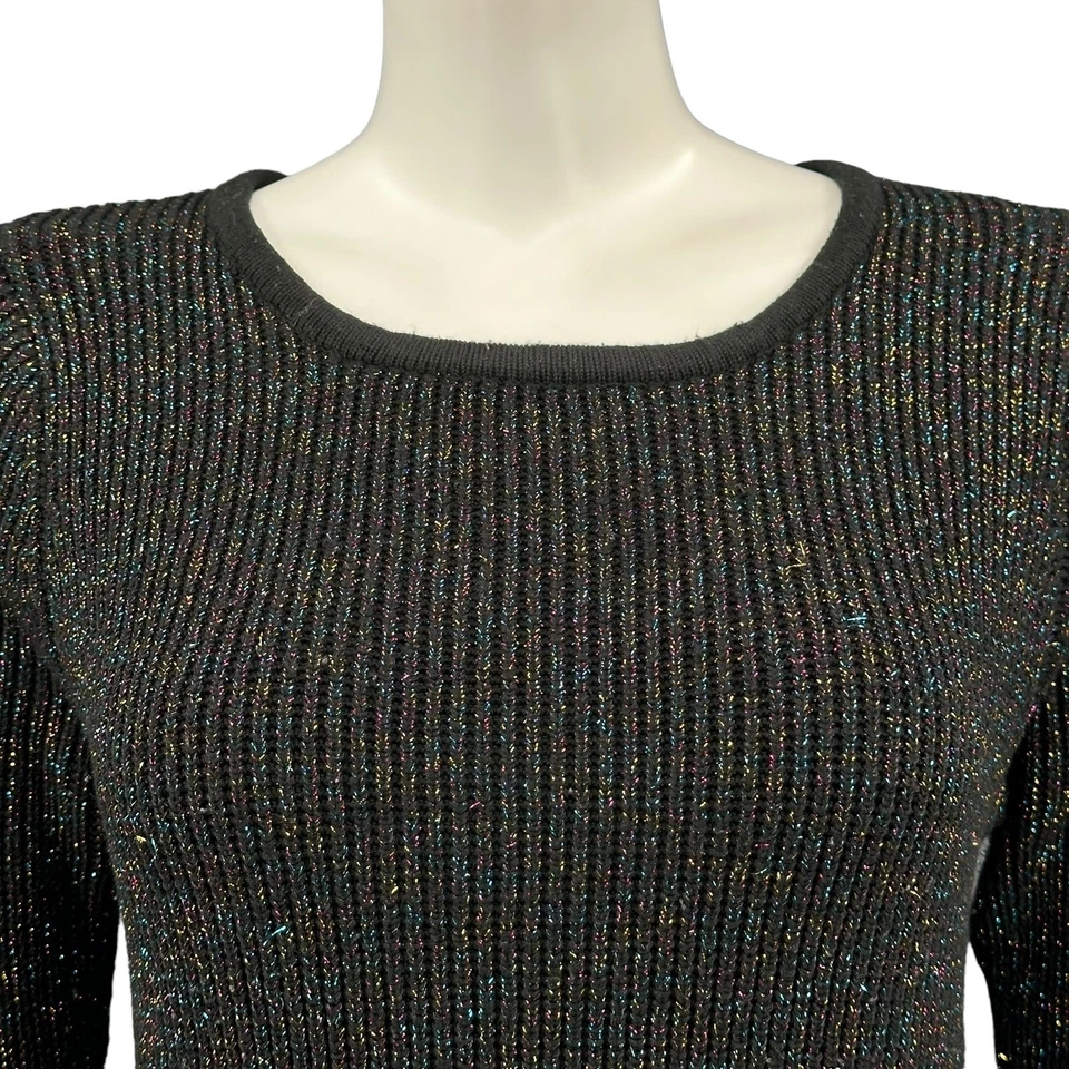 Suéter Emporio Armani Mujer Pequeño Negro Túnica Metálico Arco Iris Silencioso Lujo Foto 2 de 4