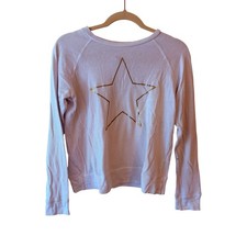 Sundry Womens White Metallic Gold Star Graphic Sweatshirt Size 1 Small USA Made