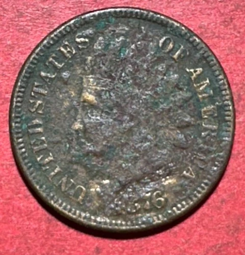 1876 US Indian Head Cent! Lower Mintage! XF Details! Old US Coin!