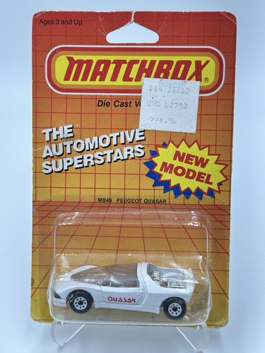 1986 MATCHBOX SUPERFAST MB49 WHITE PEUGEOT QUASAR NEW ON CARD - Picture 2 of 5