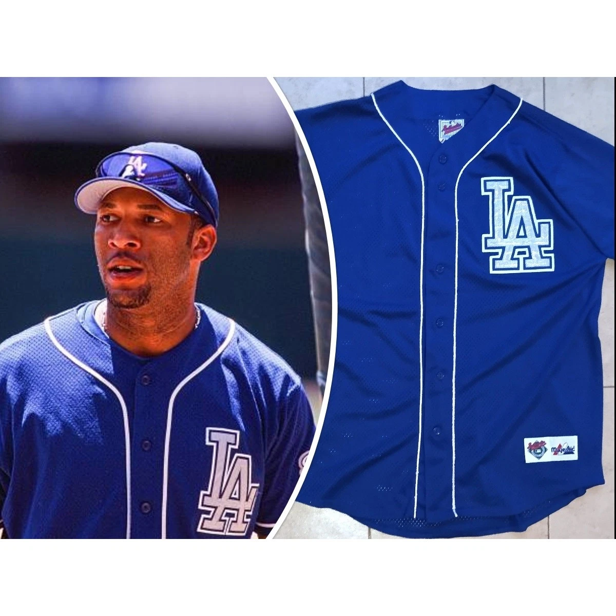 LA Dodgers 90s Majestic DIAMOND mesh BP jersey L Xl blue MLB
