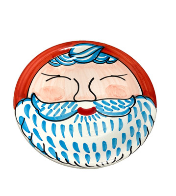 The Cellar Christmas Santa's Face Decorative Cookie Plate Hand Painted 10'' Italy