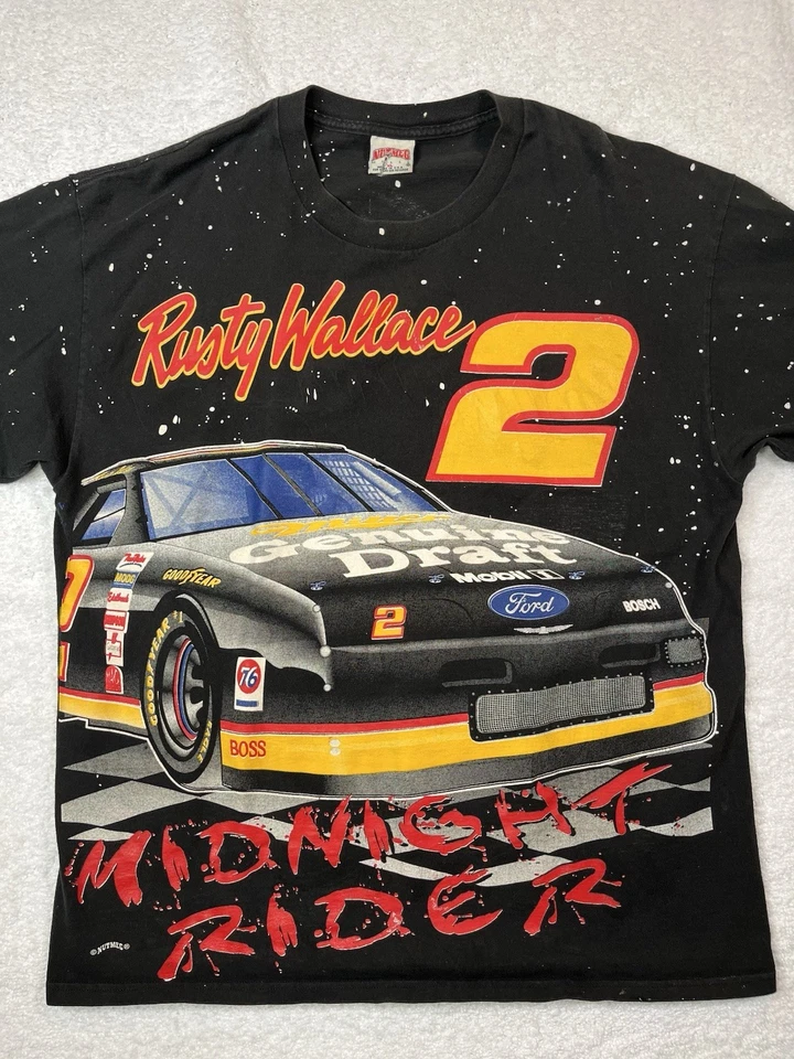 Camiseta Negra NASCAR Nuez moscada Rusty Wallace AOP “Midnight Rider” Talla XL- Unisex Foto 2 de 4