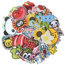 80Pcs Random Assorted Iron on Patches, Cute Sew on/Iron on Embroidered Appliq...