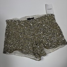 Forever 21 Gold Sequin Dance Shorts sz L Stretch NWT Dance Club Party Hot Pants