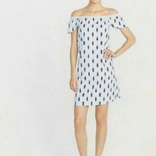 J. Crew Off The Shoulder Ikat Print Dress Blue & Red Women’s Size XS