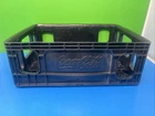 Coca-Cola Black Plastic Milk Crate Storage Bin Soda Advertising Logo 15.5x11.5