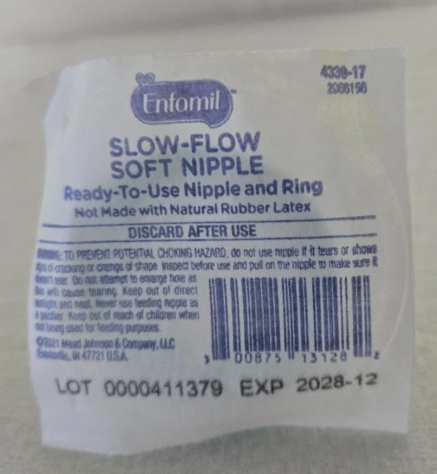 10-Nipples Enfamil Slow-Flow Soft Nipple Green Ring - Latex - 12/2028 - Image 2 of 2