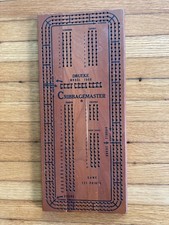 Vintage Drueke Model 1950 Wood Cribbagemaster 3 Track Cribbage Board with Pegs