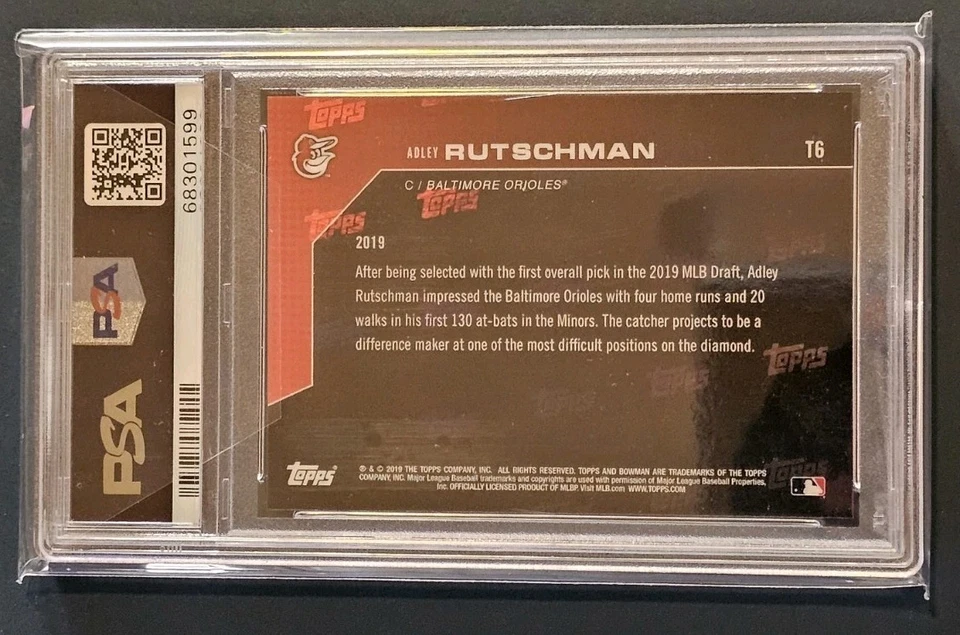ADLEY RUTSCHMAN 2019 BOWMAN NEXT TOP 20 ROOKIE CARD #T6 ORIOLES PSA 10 PR 617 - Image 2 of 3