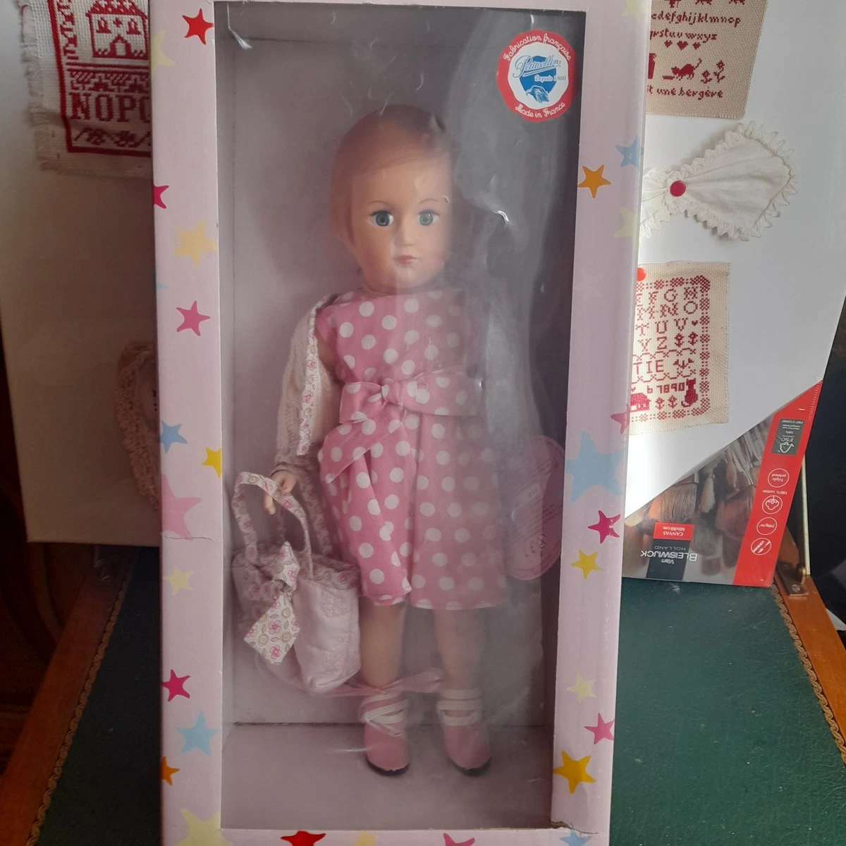 Robe Neuve Pour Poupée Marie-Françoise – Mode Et Travaux, Taille 40, Tissu Rose Motif émile
