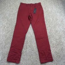 NEW Tommy Hilfiger Mens Mercer Chino Pants Size 30x32 Red Flat Front