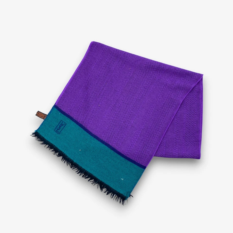 Yves Saint Laurent Bufanda de Lana Vintage Clásica YSL Invierno Prendas para el Cuello Bufandas 15x60 Foto 4 de 4