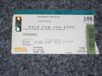 Ticket live in Altenburg on 01.06.2002, concert Phillip Boa, Oomph, H-Blockx