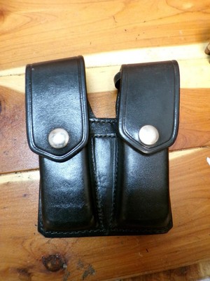 Étui à Chargeur Double Don Hume D416V – Cuir Tressé Noir – Pour Beretta, Browning, S&W – Neuf Ancien Stock