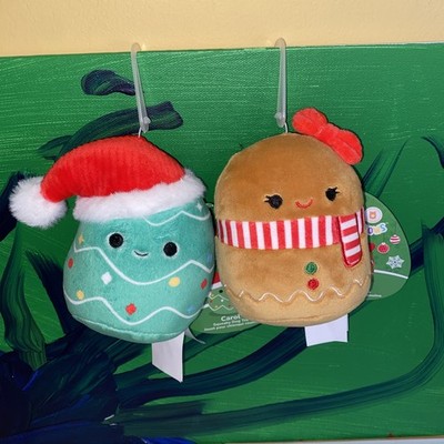 4  Squishmallows Squishy Dog Toy Gina the Gingerbread and Carol Christmas Tree