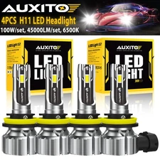 AUXITO 4*H11 LED Headlight Kit High Low Beam 500% Super Bright 6500K White Bulbs