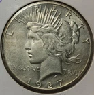 🔑  1927 P $1 Peace Silver Dollar - Low Mintage Key Date, AU Details, P27BG