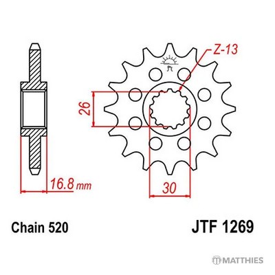 Ritzel Racing 17-Zähne 520-Teilung für Honda VTR 1000 SP2 Bj. 2002-2006