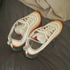Nike Air Max 97 Low Top Lace-Up Men's Athletic Sneakers Striped White/Green/Red