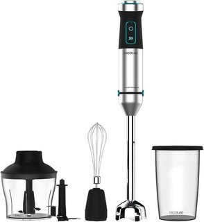Batidora de mano 1500 W con Picadora y vaso medidor Cecotec TitanBlack 1500 XL