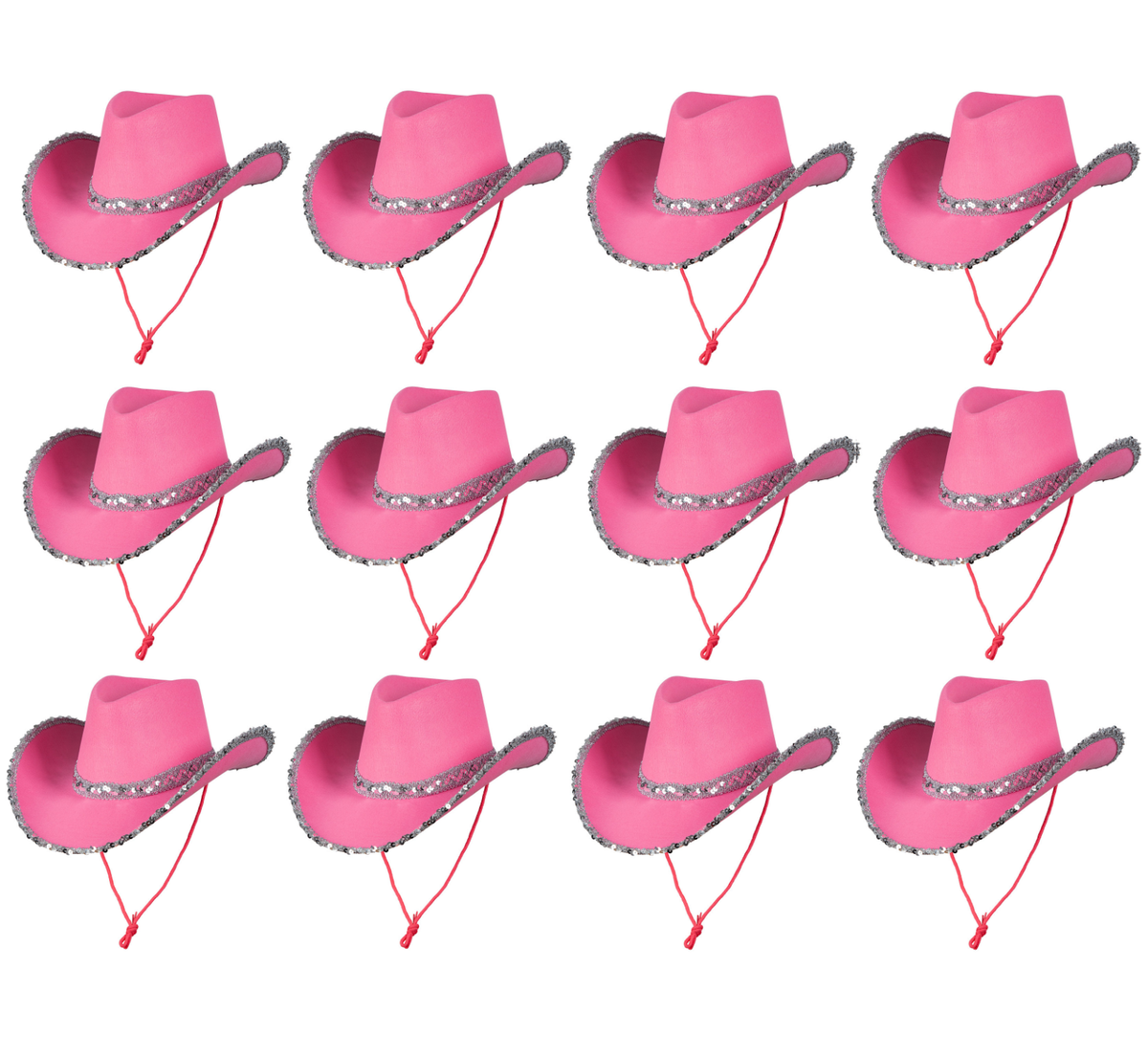 Pack Of Pink Sequin Cowgirl Cowboy Wild West Fancy Dress Hen Party
