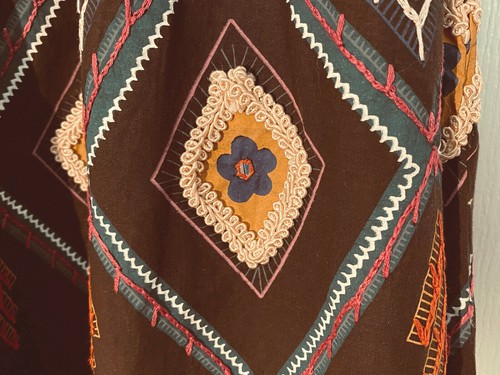 NWOT Brown A-Line Circle EMBROIDERED BEADED AMERICAN RAG SKIRT Anthropologie - Picture 11 of 12