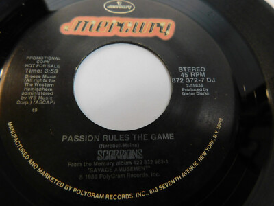 Scorpions   Passion Rules The Game 1988 7'' Single PROMO 872 372-7 DJ