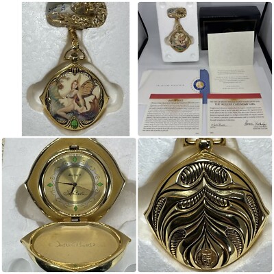 New Franklin Mint JULIE BELL The August Calendar Girl Knightstone Pocket Watch