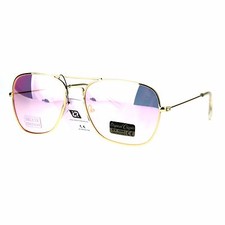 Air Force Square Pilot Sunglasses Thin Light Weight Gold Metal Mirror Lens
