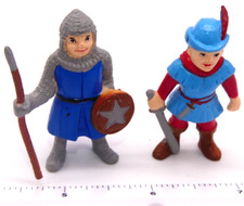 Lot of 2 Vintage Soma Figure Toy Figurine Medieval Soldier Sword Spear