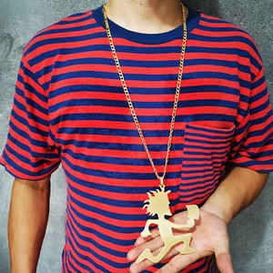 Authentic 5IN Hatchetman Twiztid ICP charm Gold plated pandent Figaro chain 7mm 18--50inch