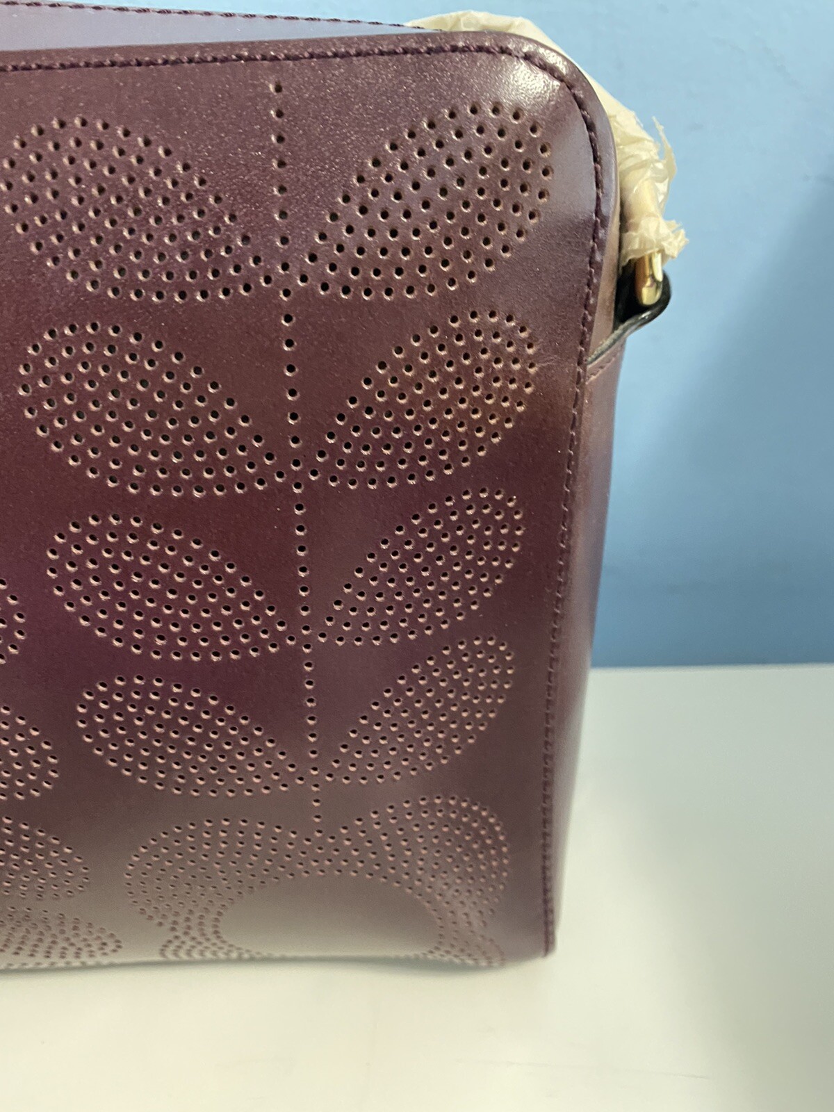 New Orla Kiely Punched Tall Flower Stem Leather Abby Crossbody Bag eBay