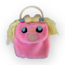 VINTAGE RUSS BERRIE PURSE PINK PIG PIGGIE PIGTAILS Hand Bag