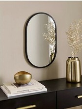 Large Wall Mounted Black Lozenge Bathroom Mirror Oval Frame Glass Vanity Circle