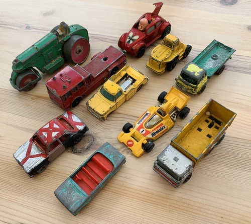 10 x Vintage 70's Vehicles Matchbox Corgi Juniors Husky Dinky Toys Bundle