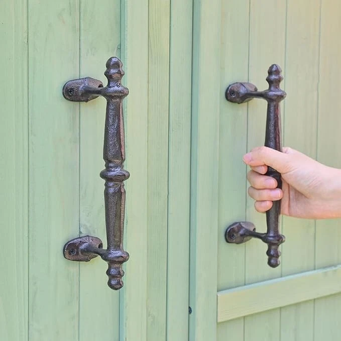 2 manijas de puerta grandes de hierro fundido rústicas de alta resistencia para puerta de jardín cobertizo granero tirador 9,5 Foto 4 de 4