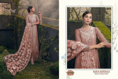 Sana Safinaz Luxury Gold Collection Rosa Farbe Netz 4 Stück 