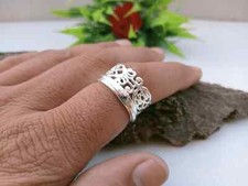 Sterling Silver Ring for Women, Filigree Ring, Meditation Wide Band, Spinner Rin