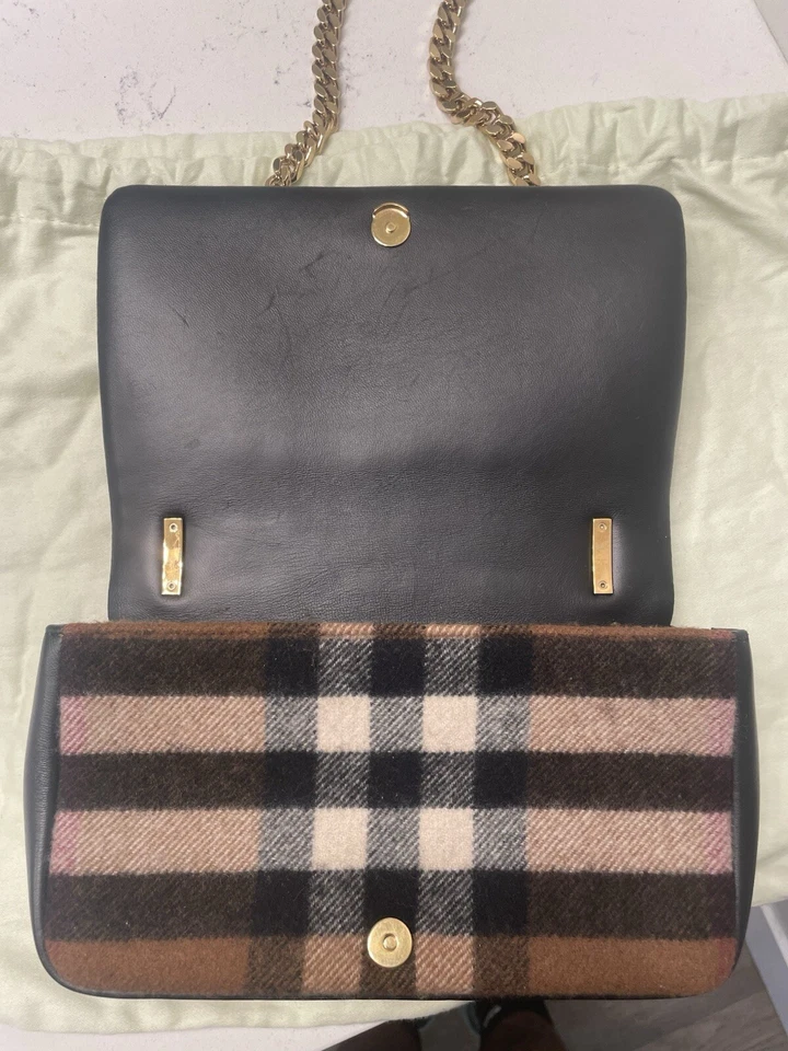 Authentic BURBERRY Women's UNI Brown Black LOLA TB Quilted Cashmere Small Bag - Image 4 of 4