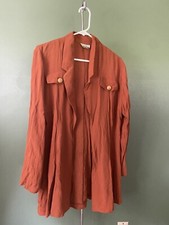Vintage 70s 80s Southwest Blazer Cardigan Sz S Western Made In USA Burnt Orange