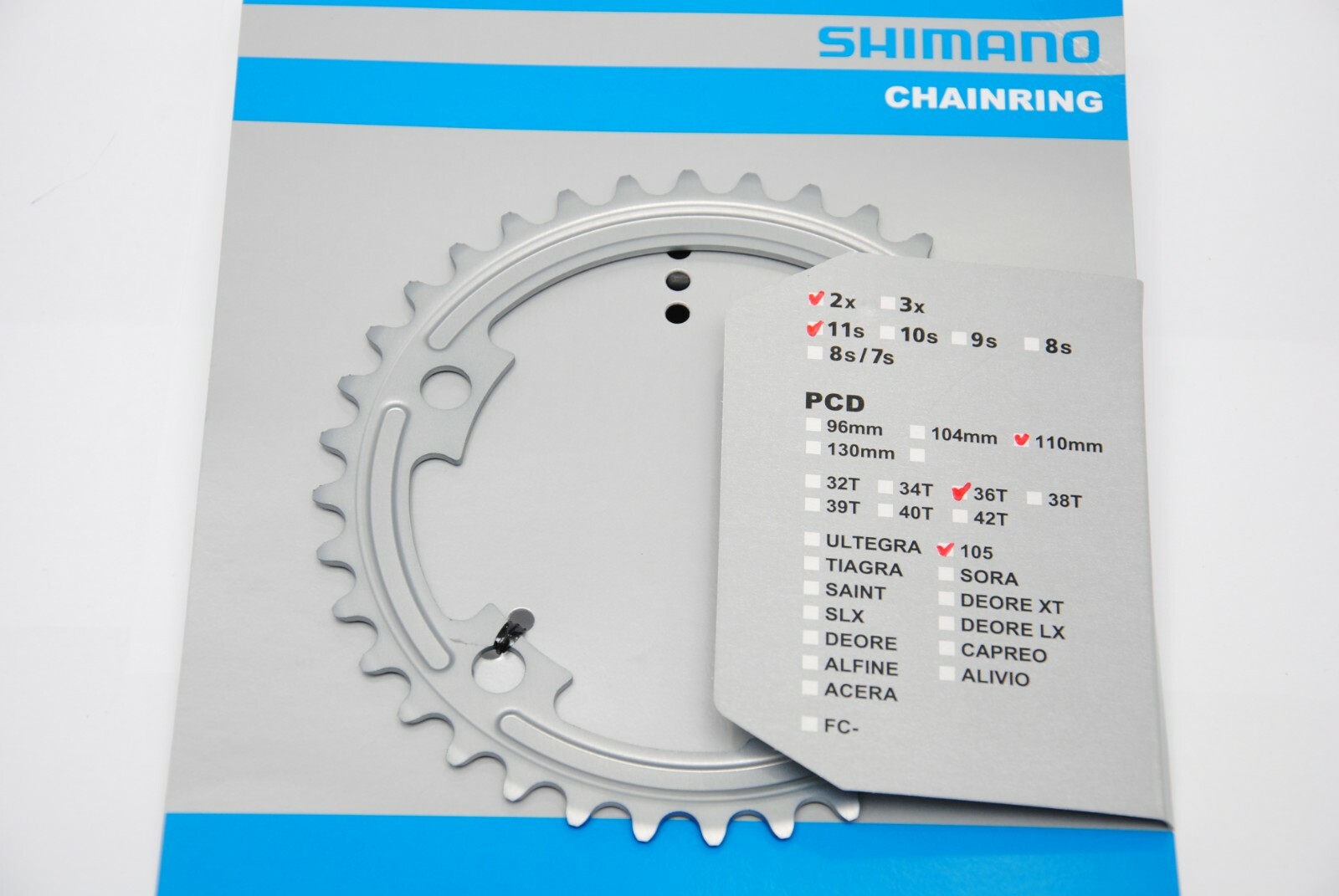 Corona SHIMANO 105 36T FC-5800 Argento 2x11Speed CHAINRING SHIMANO 105 36T FC-5