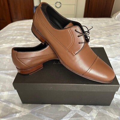 A. TESTONI Size 12  Brown Luxury Brown Leather Cap Toe Lace Up Shoes MSRP $659