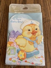 Vintage Hallmark  A New Baby Boy  Birth Announcements 8 Cards  Envelopes NOS