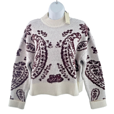Oasis Paisley Jacquard Kuschel Strick Pullover, Gr. S, Beere, UVP 55£